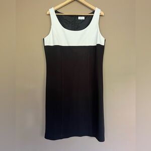 {Tahari Arthur S. Levine} Sleeveless Colorblock Sheath Dress in Black - 12